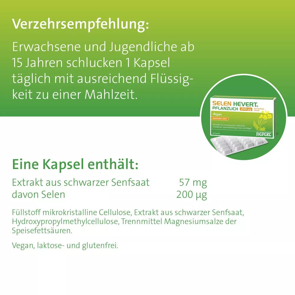 Selen Hevert pflanzlich 200 µg mit natürlichem Selen